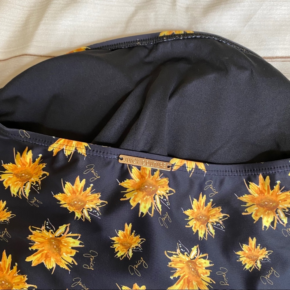Juicy Couture Size large Black Off-The Shoulder Floral Belted One-Piece - Picture 10 of 11